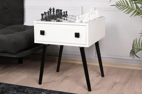 Odkládací stolky Šachový stolek CHESSO bílý černý