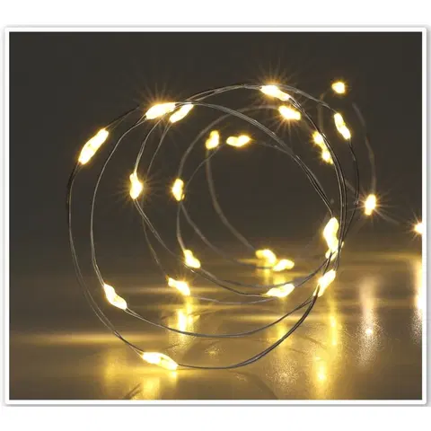 Vánoční dekorace Světelný drát s časovačem Silver lights 80 LED, teplá bílá, 395 cm