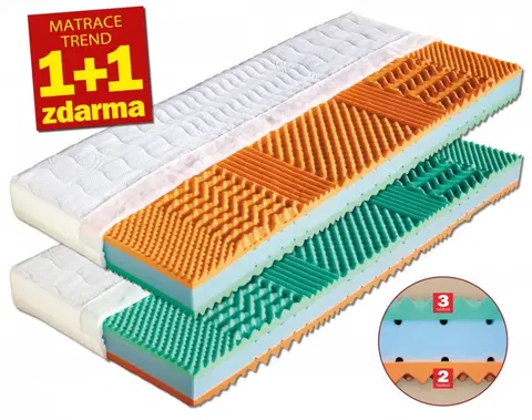 Matrace Sendvičová matrace 1+1 zdarma z bio pěny MALAGA Dřevočal 80 x 195 cm Úplet