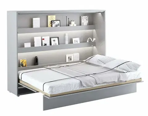 bez úložného prostoru Široká sklápěcí postel dvoulůžko MONTERASSO, 140x200, šedá