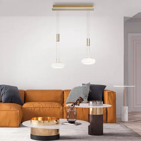 Inteligentní lustry Q-Smart-Home Paul Neuhaus Q-ETIENNE LED závěsné světlo 2x mosaz