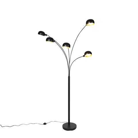 Stojaci lampy Designová stojací lampa, černá, 5 světel, šedesátá léta