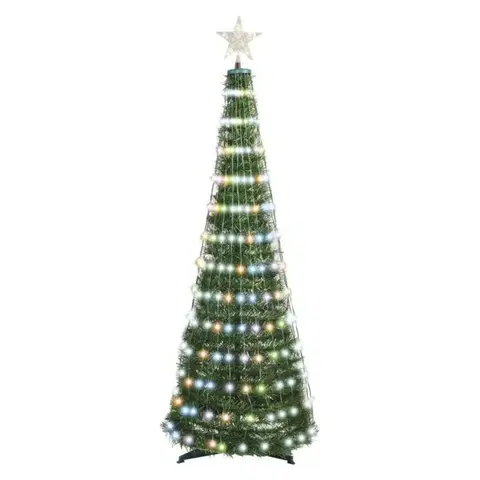 Venkovní dekorace EMOS LED vánoční stromek se světelným řetězem a hvězdou, 1,5 m, vnitřní, ovladač, časovač, RGB D5AA02