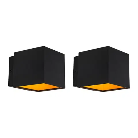 Nastenna svitidla Sada 2 designových nástěnných svítidel černá / zlatá vč. LED - Caja