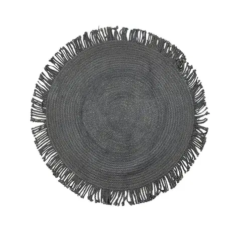 Koberce a koberečky Černý jutový koberec s třásněmi Fringi - Ø120*1cm Mars & More DEJMRDZF120