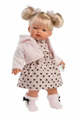 Hračky panenky LLORENS - 33144 ROBERTA - realistická panenka se zvuky a měkkým látkovým tělem - 33 cm