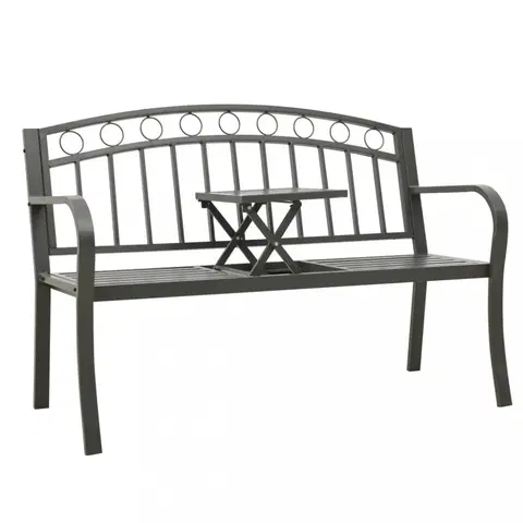 Zahradní lavice Zahradní lavice se stolkem šedá 120 cm ocel