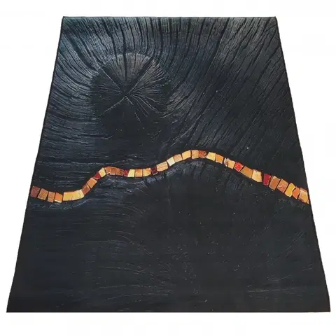 Moderní koberce Jednoduchý černý koberec se zajímavým detailem