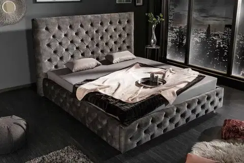 Designové postele LuxD 28715 Designová postel Laney II 160 x 200 cm šedý samet