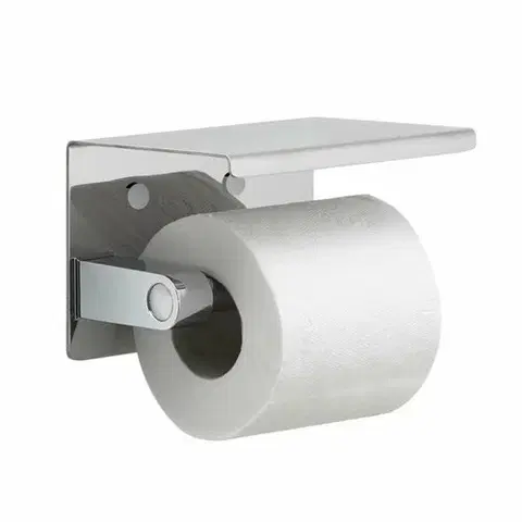 WC štětky GEDY 2839 držák toaletního papíru s poličkou, stříbrná