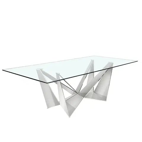 Designové a luxusní jídelní stoly Estila Skleněný obdélníkový jídelní stůl Urbano s podnoží z kovu 240cm
