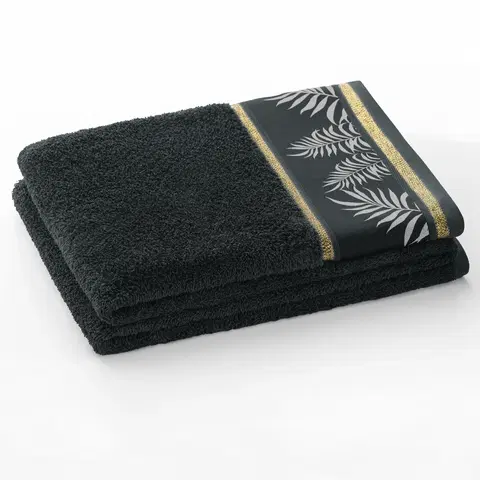 Ručníky Bavlněný ručník AmeliaHome Pavos černý, velikost 70x140