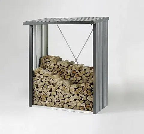 Dřevníky Biohort Víceúčelový sklad krbového dřeva - dřevník WoodStock 157 x 102 (tmavě šedá metalíza)