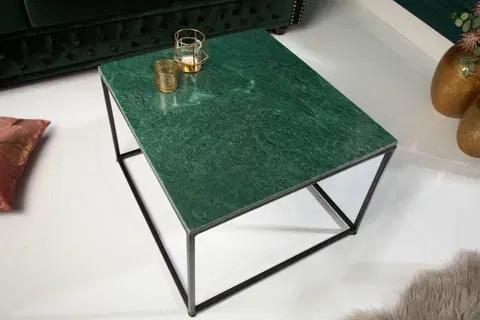 Designové a luxusní konferenční stolky Estila Art-deco designový konferenční stolek Elements z mramoru v zelené barvě 50cm