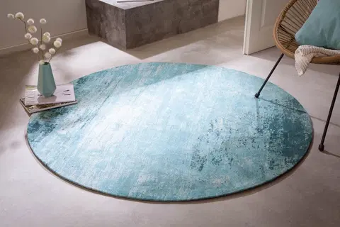 Koberce LuxD Designový kulatý koberec Rowan 150 cm tyrkysově-béžový