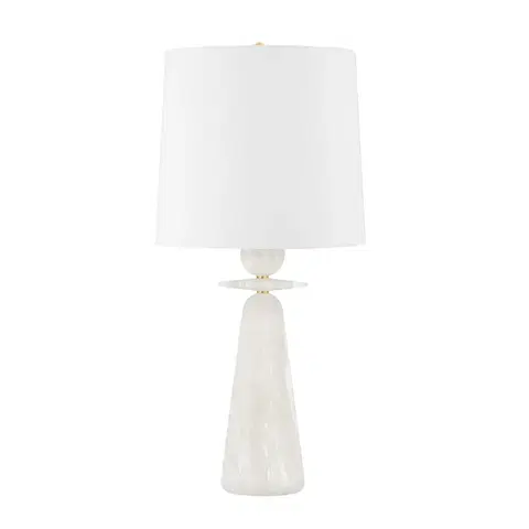 Designové stolní lampy HUDSON VALLEY stolní lampa MONTGOMERY mosaz/textil staromosaz/bílá E27 1x75W L1595-AGB-CE