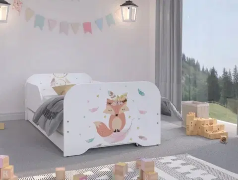 Dětské postele Brilantní dětská postel 140 x 70 cm s rozkošnou liškou