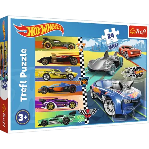 Hračky puzzle TREFL -  Puzzle 24 Maxi - Rychlé Hot Wheels / Mattel Hot Wheels
