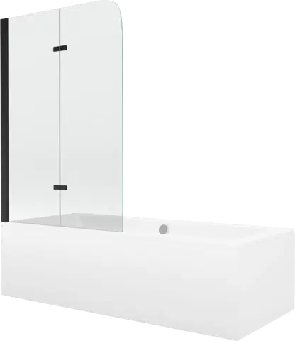 Vany Vana Mexen Cube 170x80 cm s panelem bílá + dvoukřídlá zástěna 100 x 140 cm čirá/černá