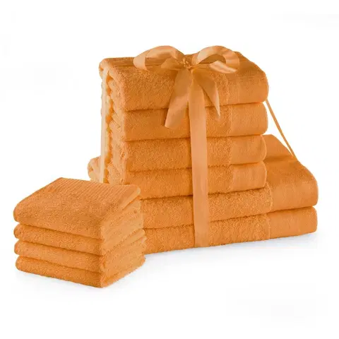 Ručníky Sada bavlněných ručníků AmeliaHome AMARI 2+4+4 ks oranžová, velikost 2*70x140+4*50x100+4*30x50