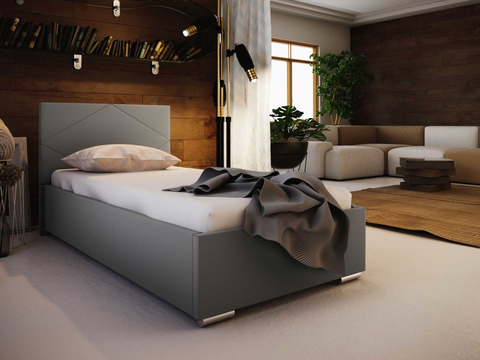 Postele Čalouněná postel DANGELO 5 90x200 cm, šedá látka