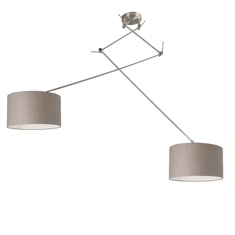 Zavesna svitidla Závěsná lampa ocelová se stínidlem 35 cm nastavitelná taupe - Blitz II