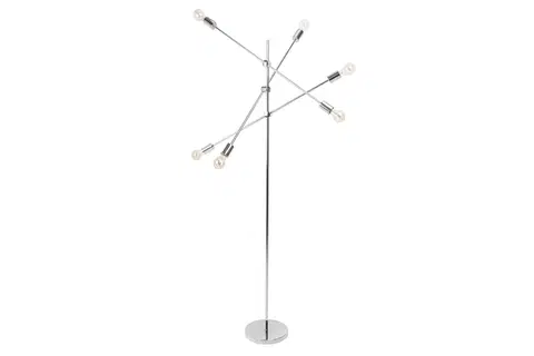 Designové a luxusní stojící lampy Estila Moderní stojací lampa Elke s nastavitelnými rameny ve stříbrném provedení 163cm