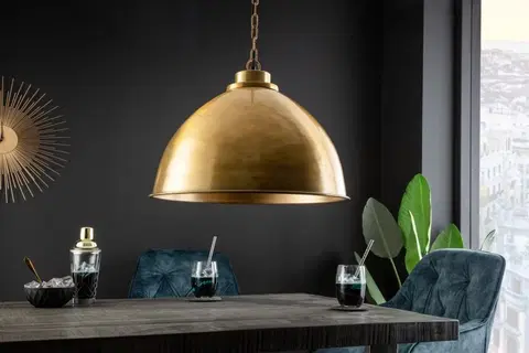 Luxusní designové závěsné lampy Estila Industriální závěsná lampa Joy ve zlatém provedení s konstrukcí z kovu 115cm