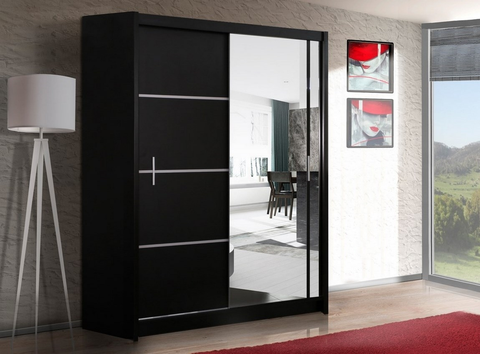Šatní skříně Šatní skříň s posuvnými dveřmi SARON 150, černá