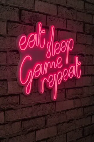 Nástěnné dekorace Dekorativní LED osvětlení EAT SLEEP GAME REPEAT růžová