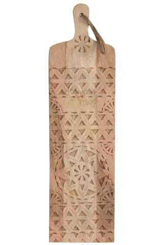 Prkénka a krájecí desky Mangové dřevěné vyřezávané prkénko Etnic - 20*1,5*75 cm J-Line by Jolipa 80389