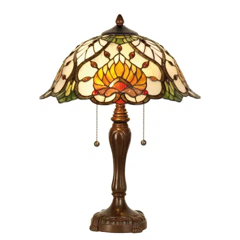 Svítidla Stolní lampa Tiffany Yellow Garden - Ø 40*50 cm 2x E27 Clayre & Eef 5LL-5390