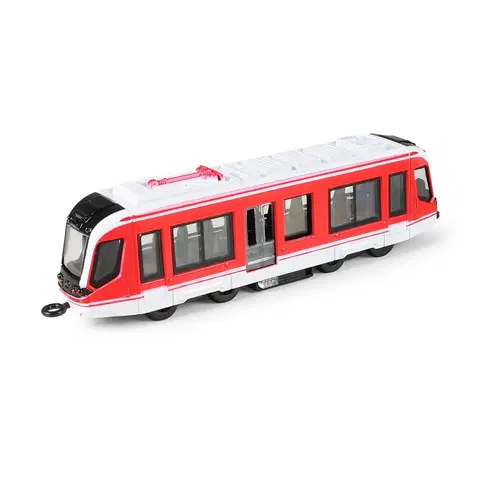 Dřevěné hračky Rappa Kovová tramvaj červená, 20 cm