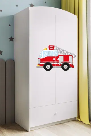 Dětský nábytek Kocot kids Dětská skříň Babydreams 90 cm hasičské auto bílá