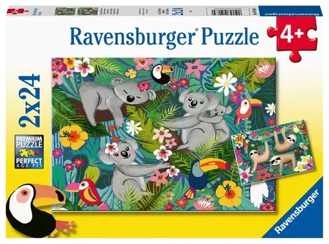 Hračky puzzle RAVENSBURGER - Koaly a lenochodi 2x24 dílků