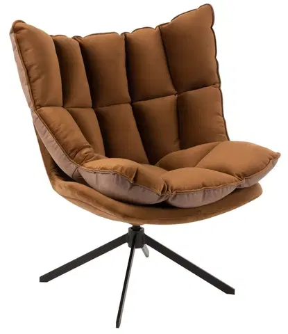 Křesla Hnědé sametové relaxační křeslo Chair Relax Bubby Brown - 78*73*92cm J-Line by Jolipa 5322