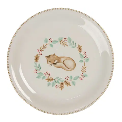 Talíře Keramický talíř s liškou Fox – Ø 20 cm Clayre & Eef FXDP