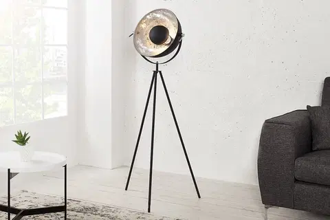 Svítidla LuxD 25958 Designová stojanová lampa Atelier 145 cm černo-stříbrná
