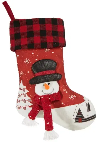 Vánoční dekorace Červené boty Santa Claus se sněhulákem