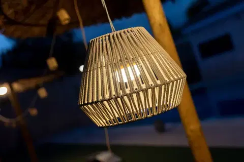 Závěsná venkovní svítidla Newgarden Newgarden Conta LED závěsné světlo, baterie, taupe