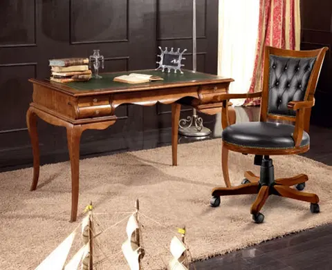 Stylové a luxusní pracovní a psací stoly Estila Luxusní rustikální pracovní stůl Leers z masivu v hnědé barvě se čtyřmi bočními šuplíky 150 cm
