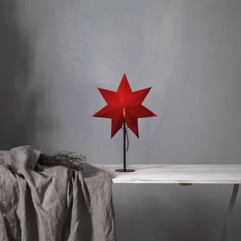 Vánoční světelná hvězda STAR TRADING Stojací hvězda Mixa, kov/papír černá/červená