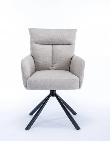 Designové a luxusní křesla do pracovny a kanceláře Estila Designová moderní otočná židle Dover s béžovým čalouněním a černýma nohama 93cm