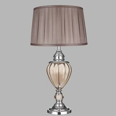 Stolní lampy Searchlight Stolní lampa Greyson s textilním stínidlem hnědá