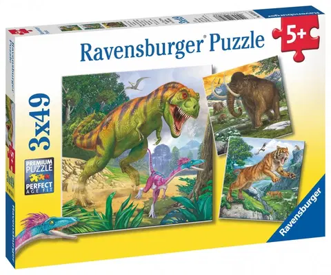 Hračky puzzle RAVENSBURGER - Dinosauři a čAction Series Mini 3x49 dílků
