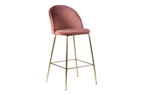 Barové židle Norddan Designová barová židle Kristopher, růžová / mosaz