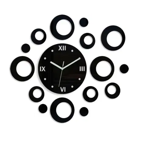 Nalepovací hodiny ModernClock 3D nalepovací hodiny Rings černé