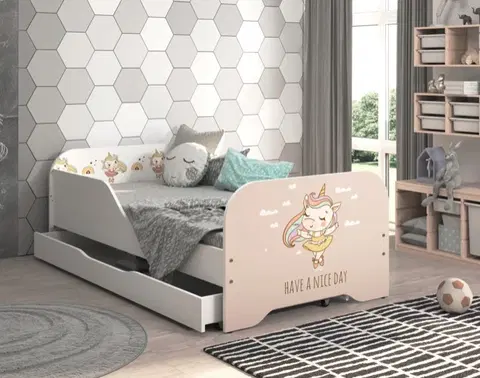 Dětské postele Dětská postel 140 x 70 cm s motivem jednorožce