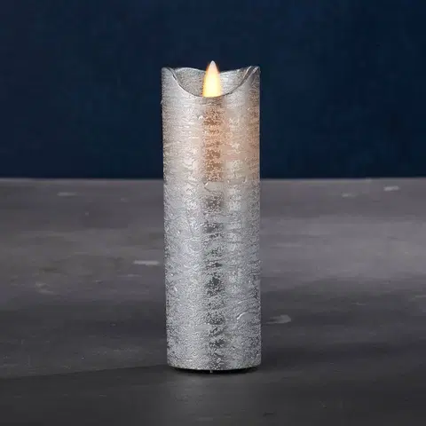 LED svíčky Sirius LED svíčka Sara Exclusive, stříbrná, Ø 5cm, výška 15cm