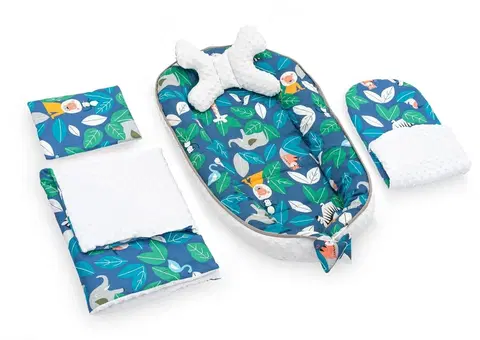 Dětské deky Podložka do kočárku 5v1 modrá se vzorem džungle